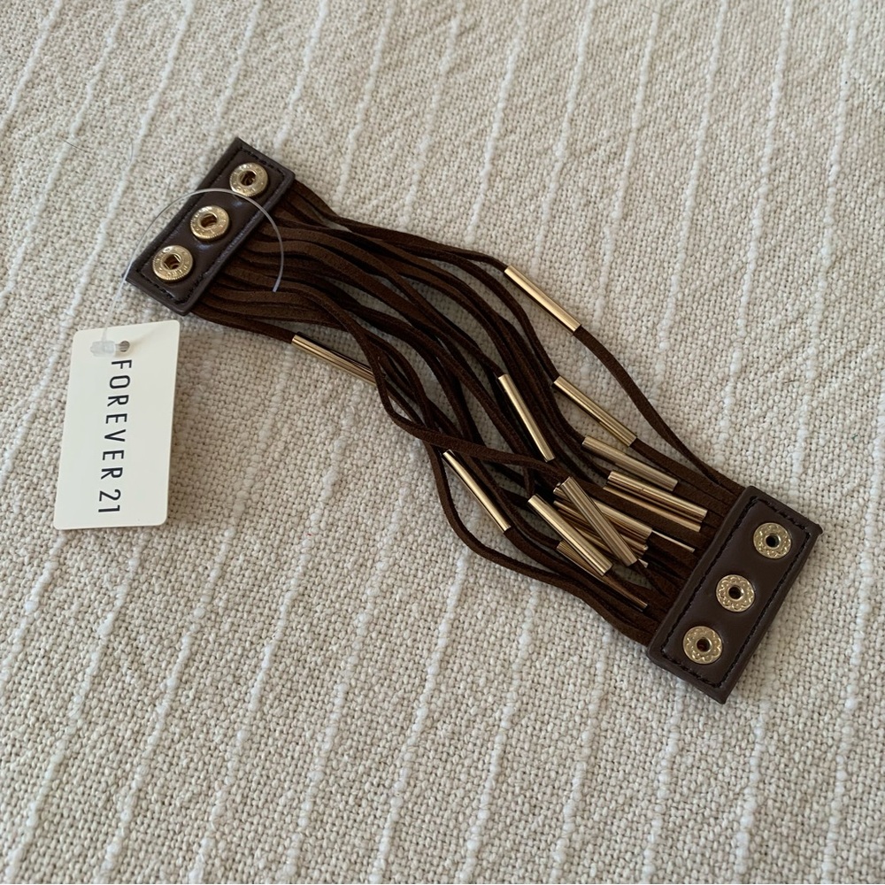 Y2K Forever21 Brown Faux Suede Leather Cuff Bracelet